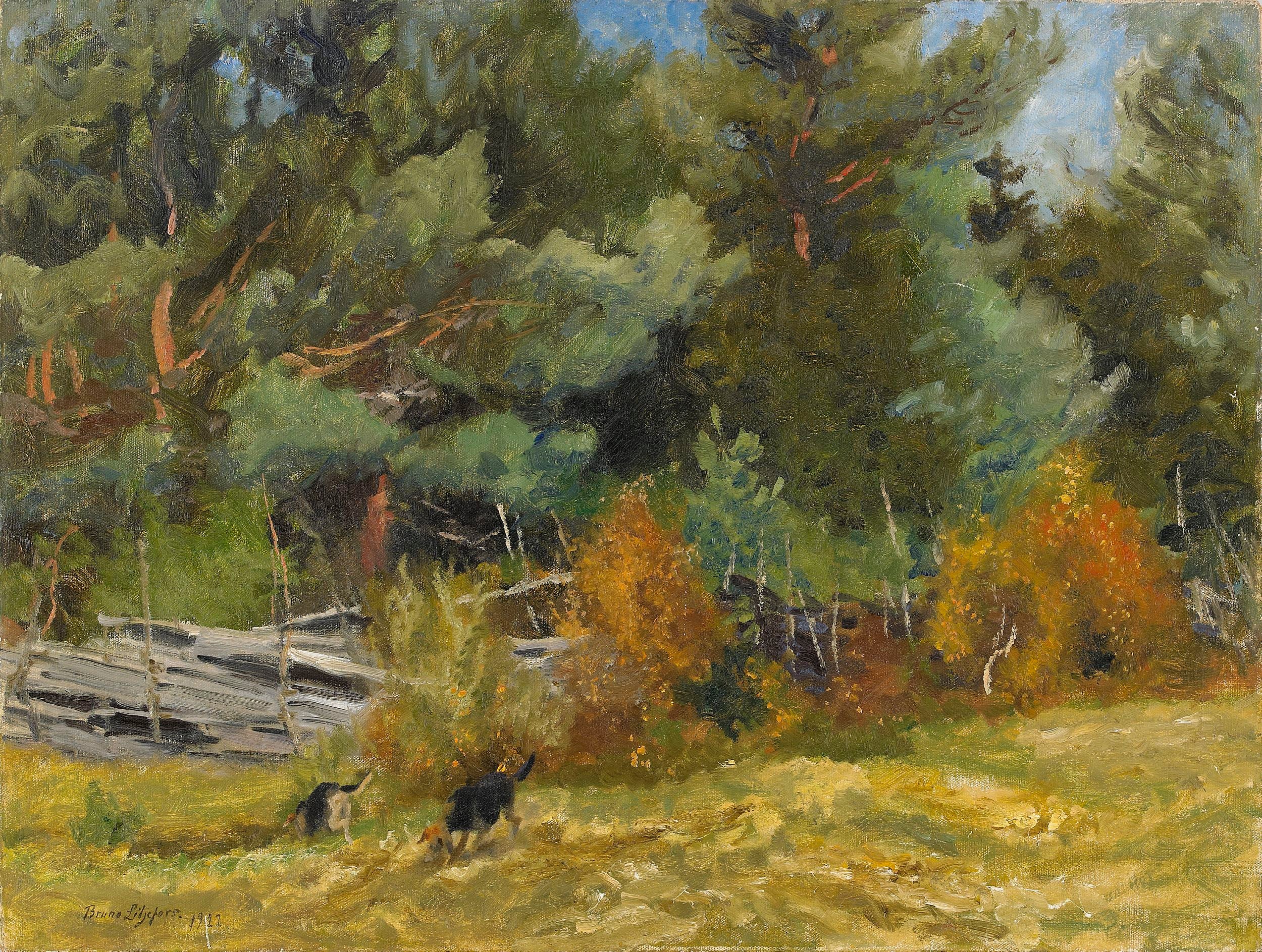 Chiens de chasse à la clôture - Bruno Liljefors