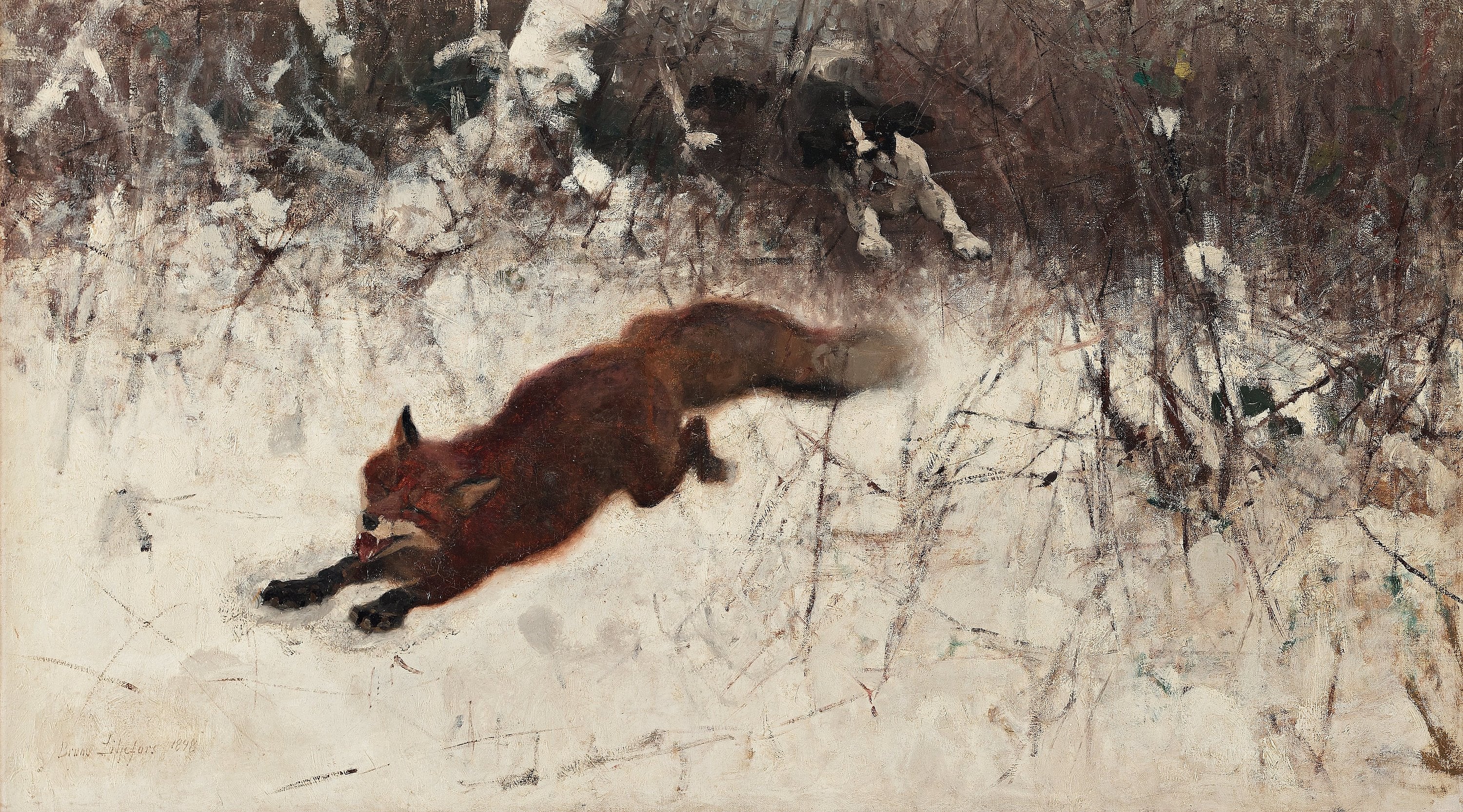 Chasse hivernale au renard et au chien de chasse - Bruno Liljefors