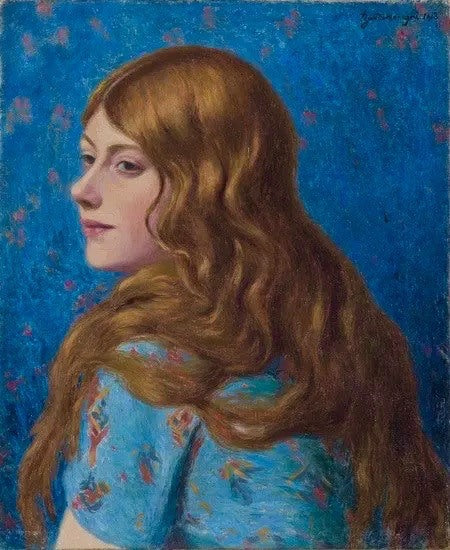 Buste de femme rousse vue de profil - Federico Zandomeneghi
