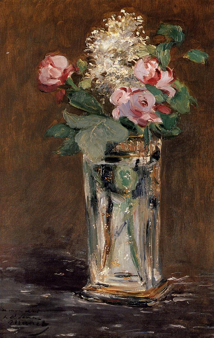 Reproduction du tableau « Fleurs dans un vase de cristal - Édouard Manet » par Alpha Reproduction en peinture à l’huile