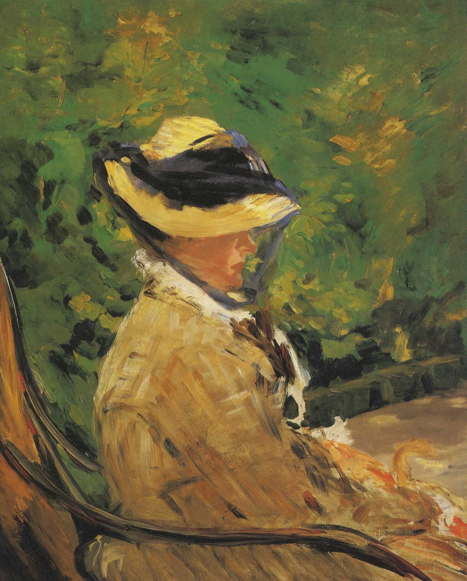 Reproduction du tableau « Mme Édouard Manet dans le Jardin de Bellevue - Édouard Manet » par Alpha Reproduction en peinture à l’huile