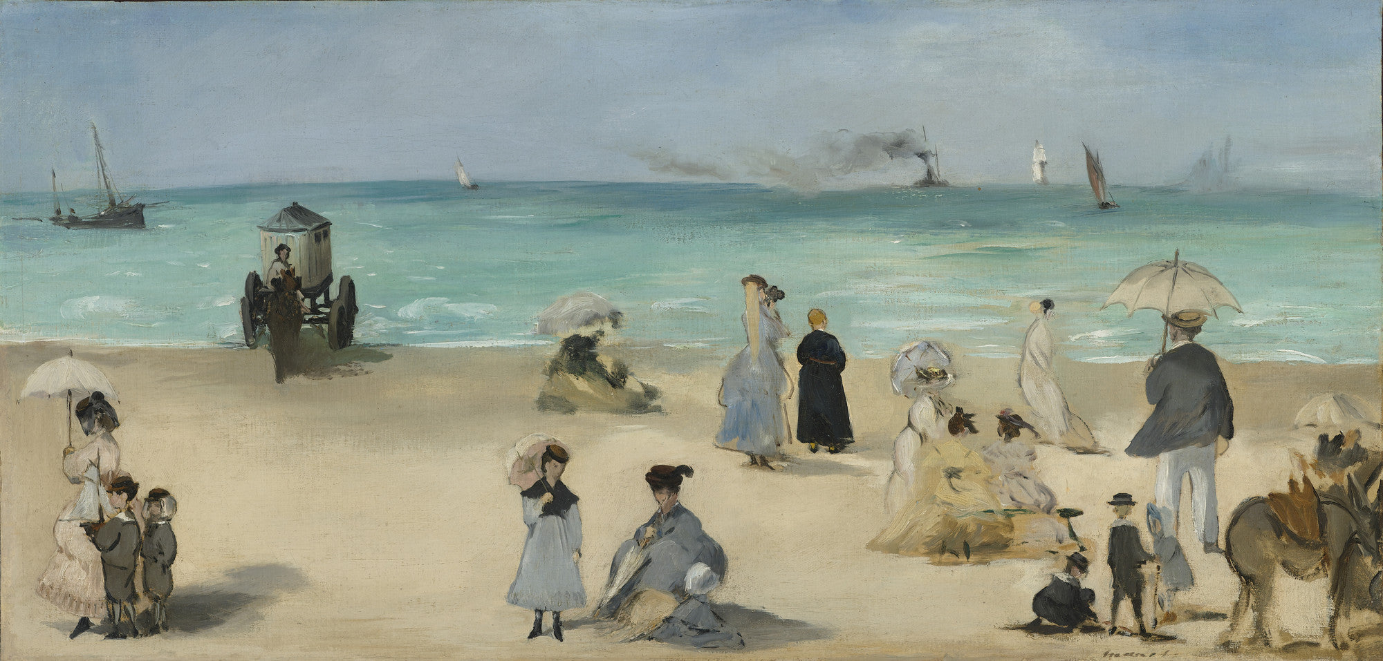 Reproduction du tableau « Sur la plage de Boulogne - Édouard Manet » par Alpha Reproduction en peinture à l’huile