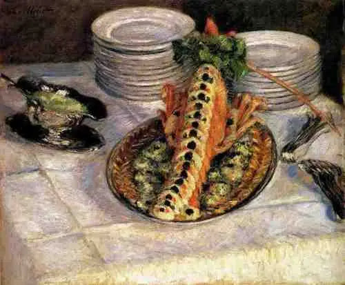 Reproduction du tableau « Nature morte aux écrevisses - Gustave Caillebotte » par Alpha Reproduction en peinture à l’huile