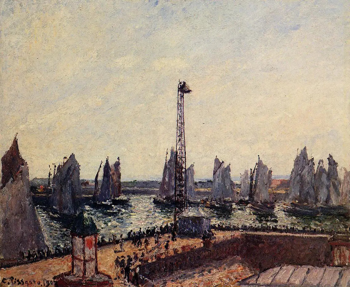 Reproduction du tableau « Le Brise-lames Est, retour de la régate, Le Havre - Camille Pissarro » par Alpha Reproduction en peinture à l’huile