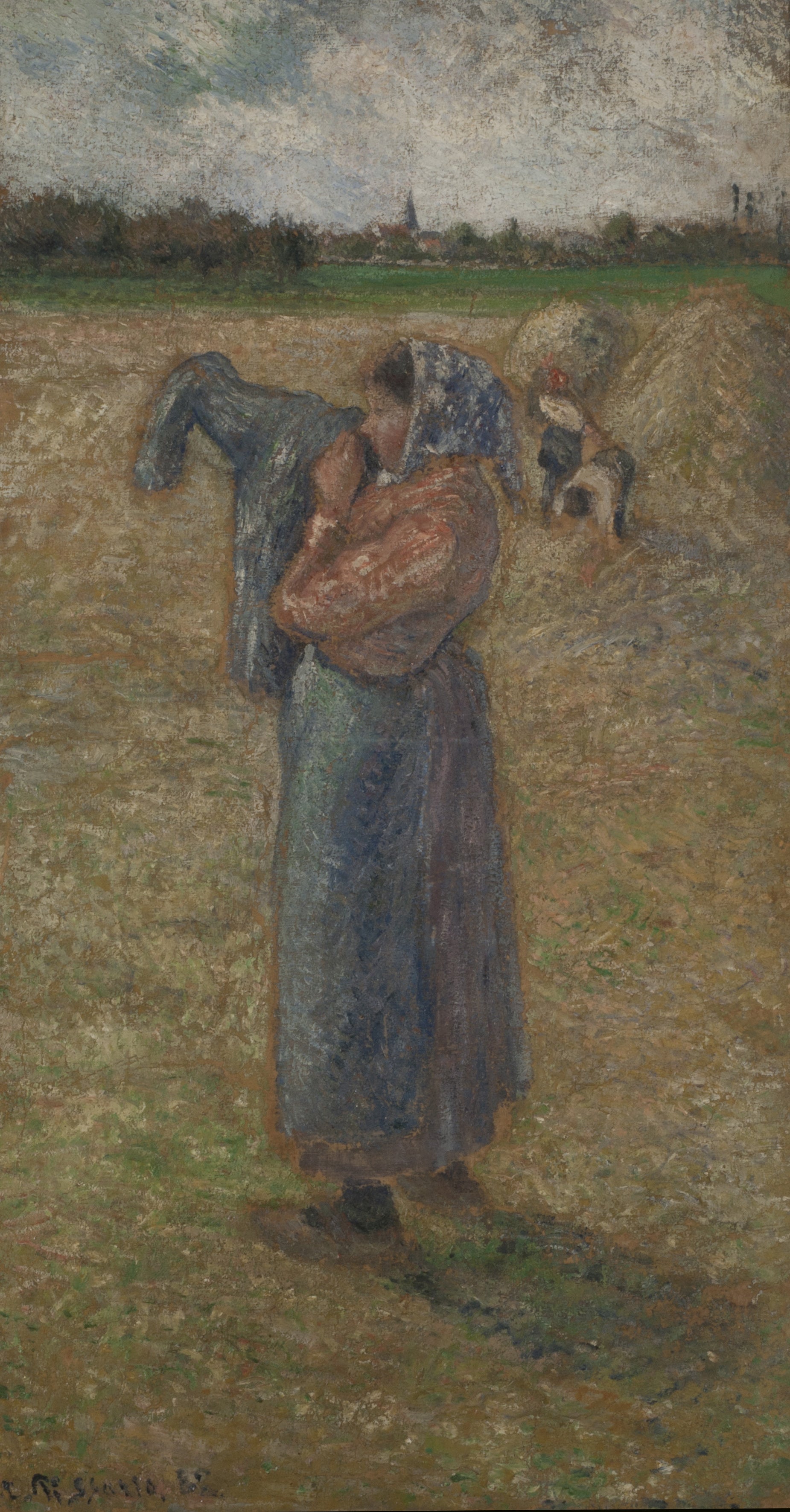 Reproduction du tableau « Femme dans un champ - Camille Pissarro » par Alpha Reproduction en peinture à l’huile