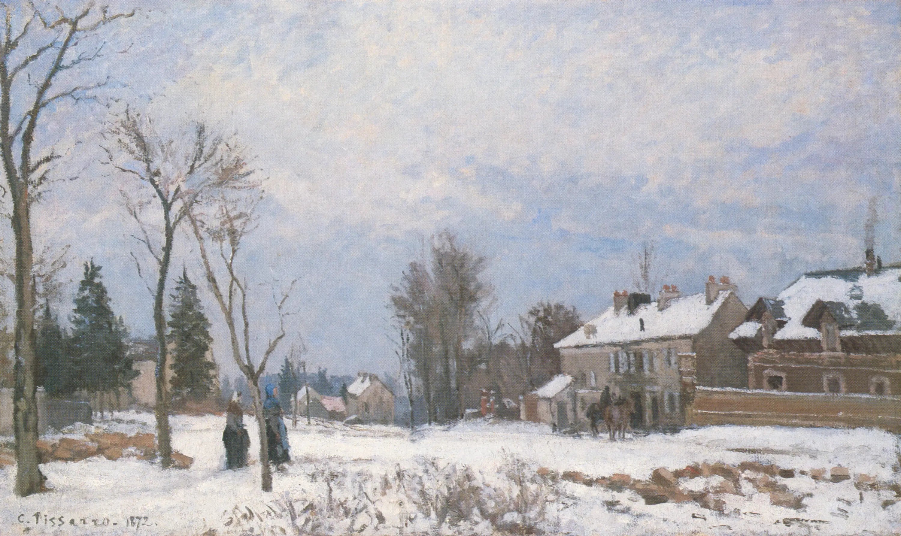 Reproduction du tableau « La Route de Versailles à Saint-Germain, Louveciennes, effet de neige - Camille Pissarro » par Alpha Reproduction en peinture à l’huile