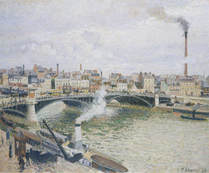 Reproduction du tableau « Le Pont Boieldieu à Rouen, matin, temps mouillé - Camille Pissarro » par Alpha Reproduction en peinture à l’huile
