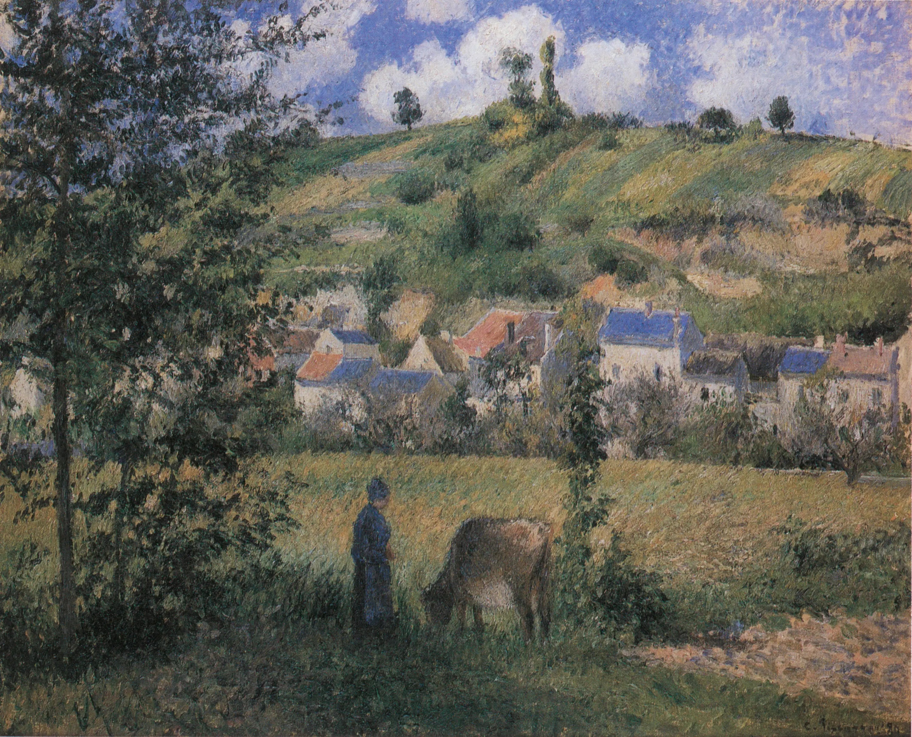 Reproduction du tableau « Paysage à Chaponval - Camille Pissarro » par Alpha Reproduction en peinture à l’huile