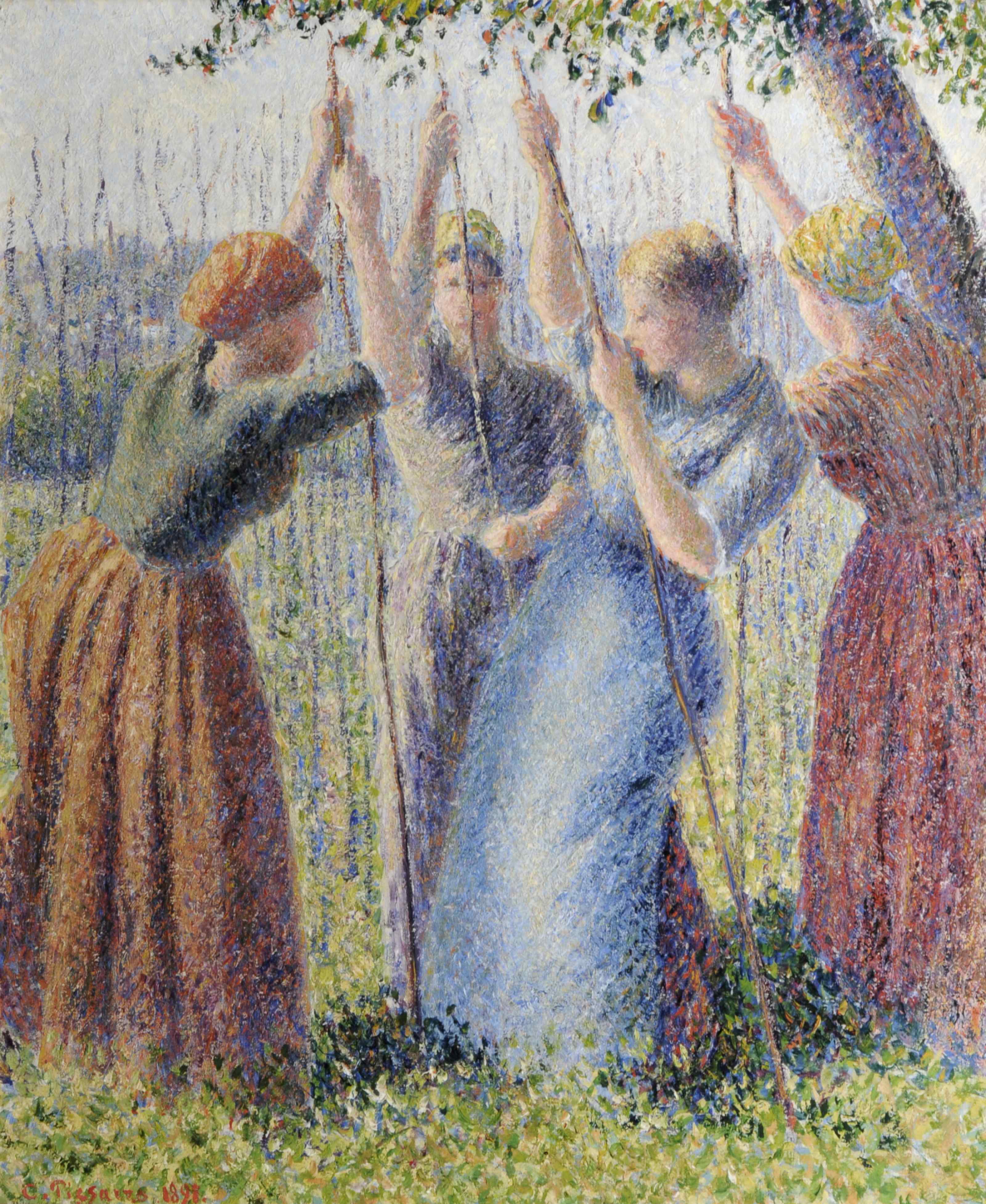 Reproduction du tableau « Paysannes plantant des rames - Camille Pissarro » par Alpha Reproduction en peinture à l’huile