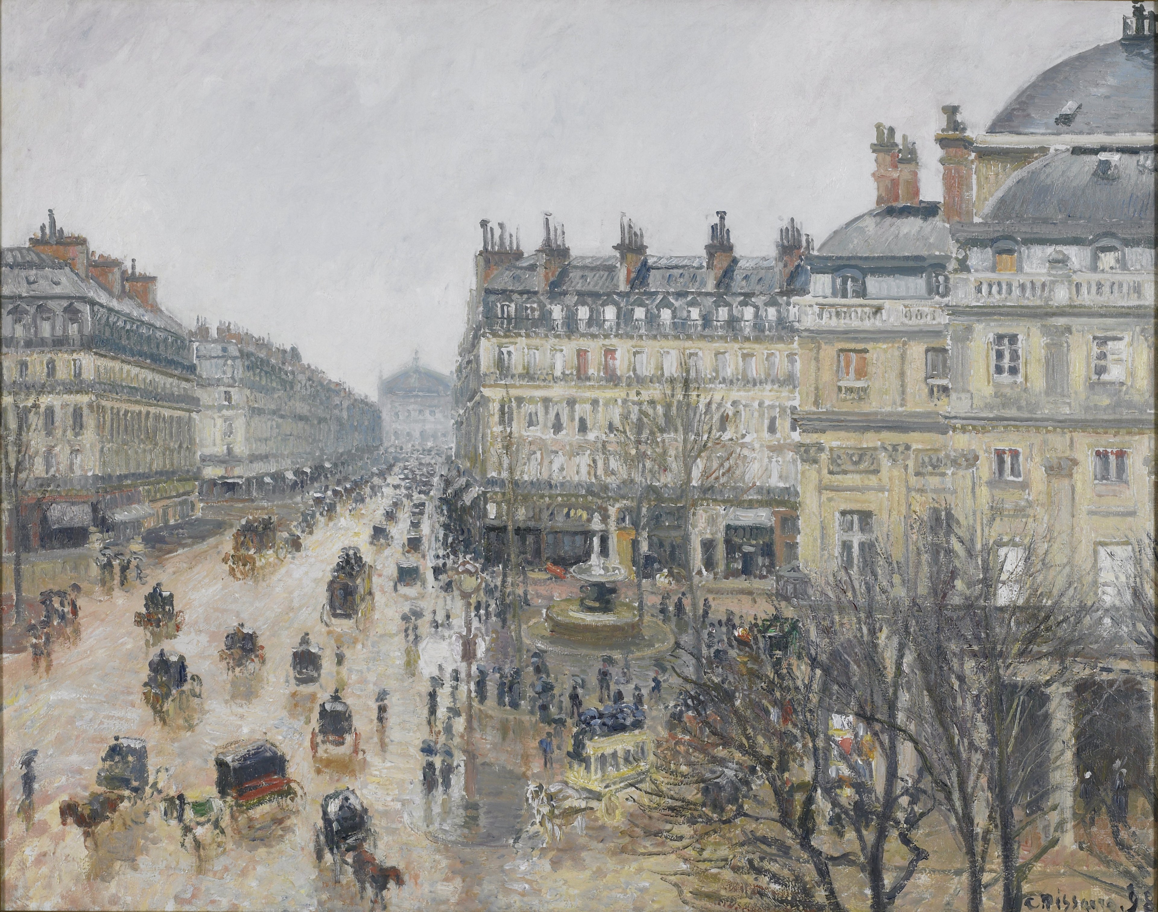 Reproduction du tableau « Place du Théâtre Français : effet de pluie - Camille Pissarro » par Alpha Reproduction en peinture à l’huile