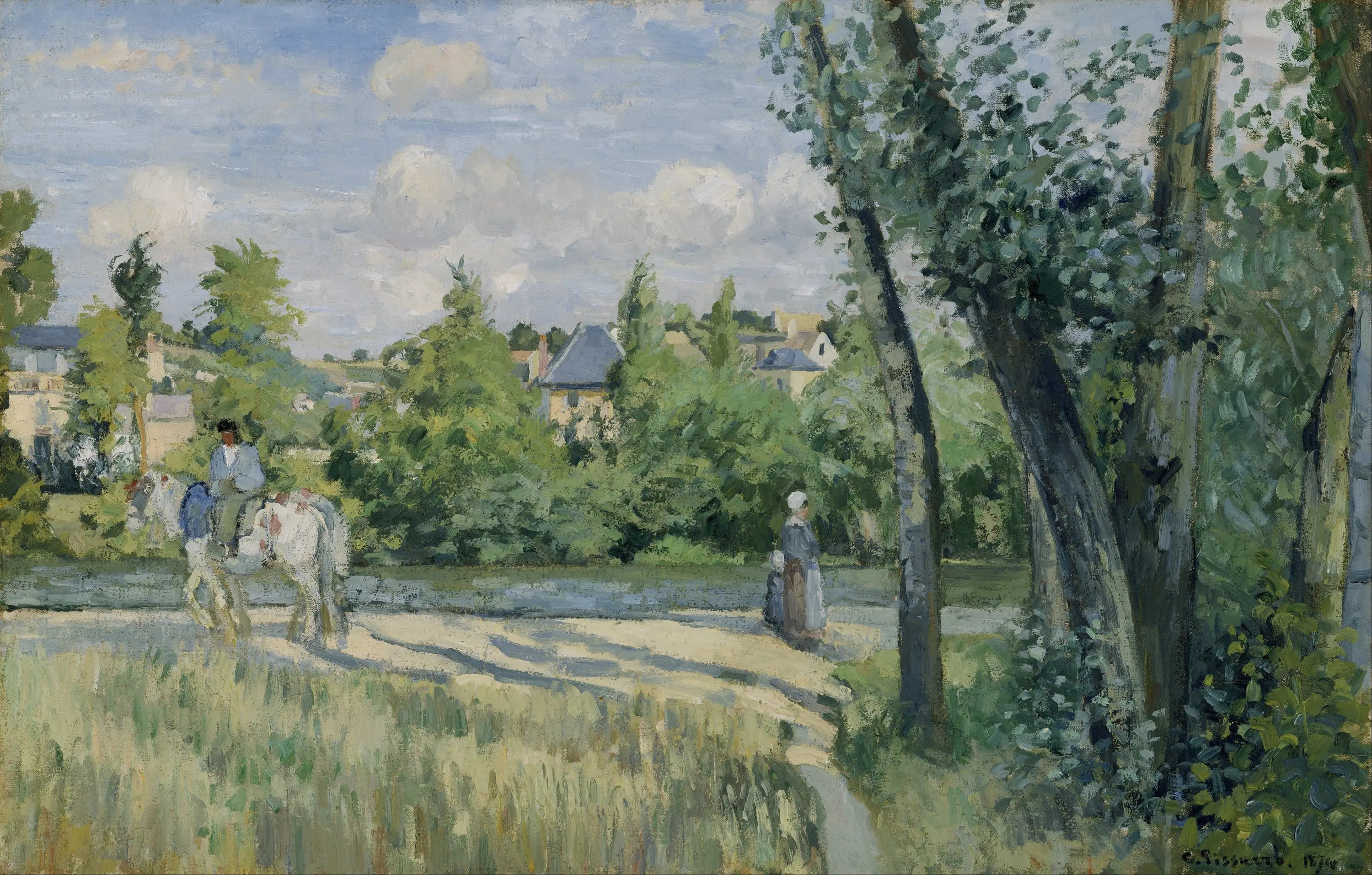 Reproduction du tableau « Lumière du soleil sur la route, Pontoise - Camille Pissarro » par Alpha Reproduction en peinture à l’huile