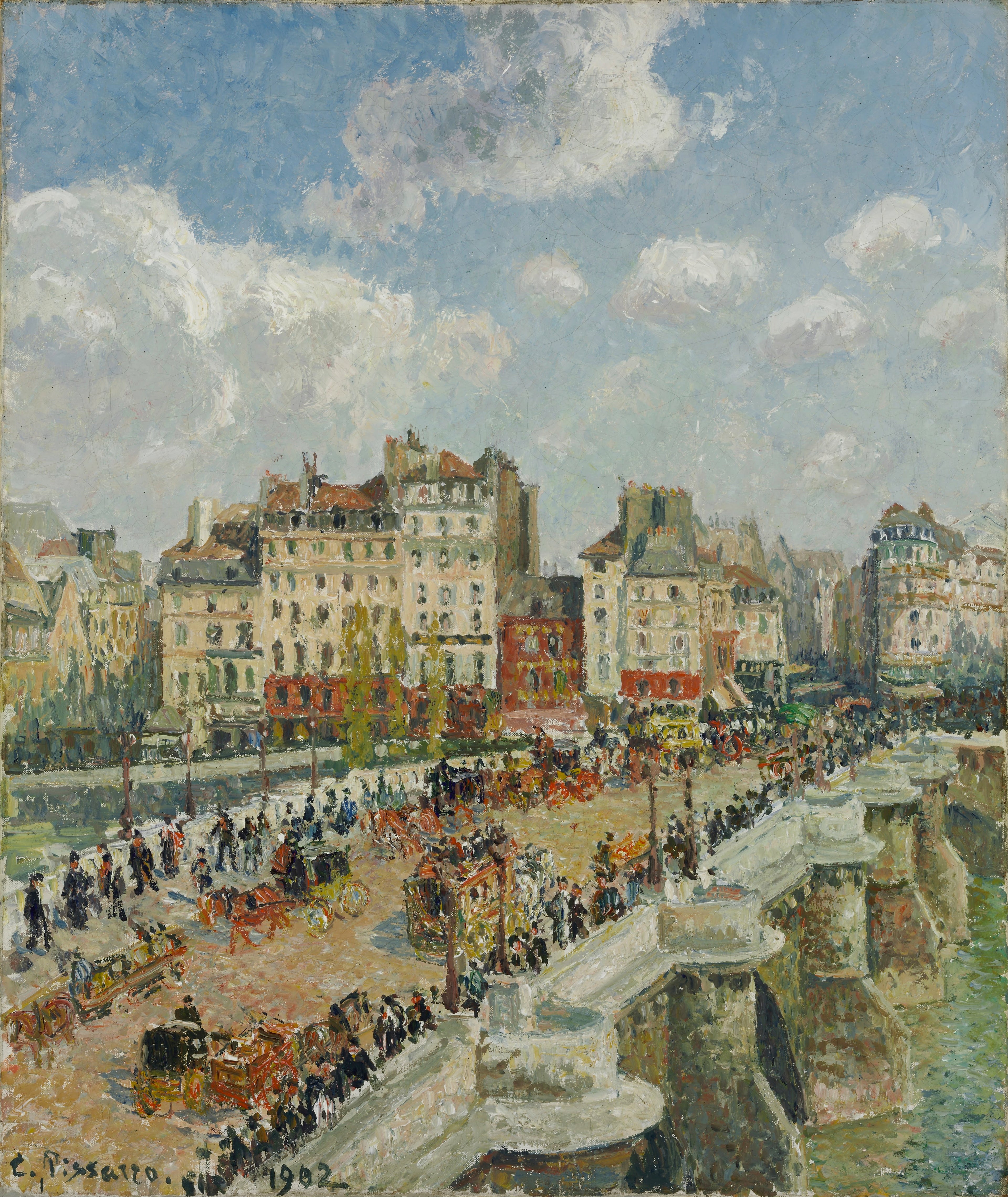 Reproduction du tableau « Le Pont-Neuf, Soleil (Deuxième série) - Camille Pissarro » par Alpha Reproduction en peinture à l’huile