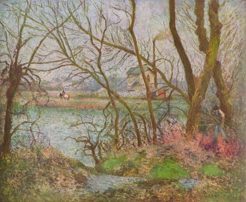 Bords de l'Oise, près de Pontoise, temps gris - Camille Pissarro