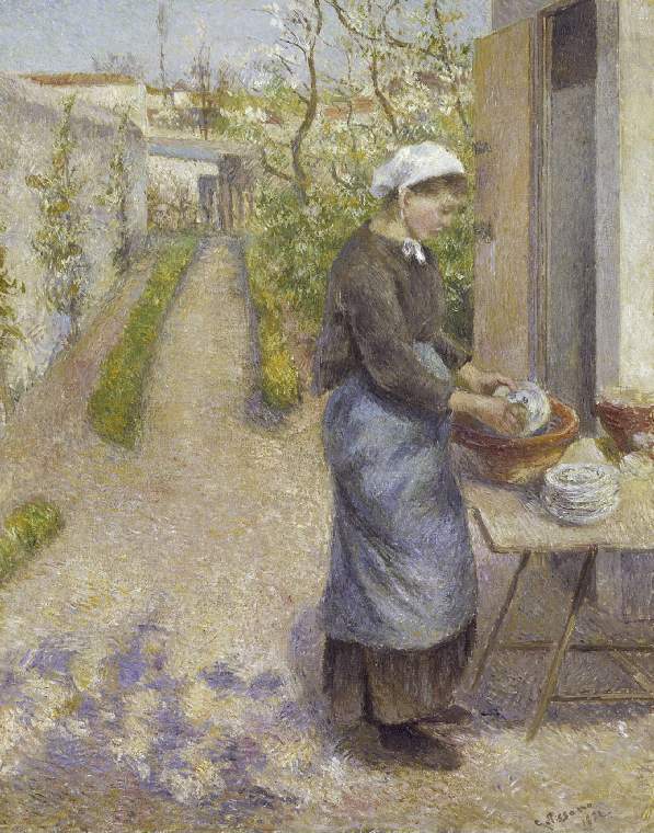 Reproduction du tableau « La vaisselle - Camille Pissarro » par Alpha Reproduction en peinture à l’huile