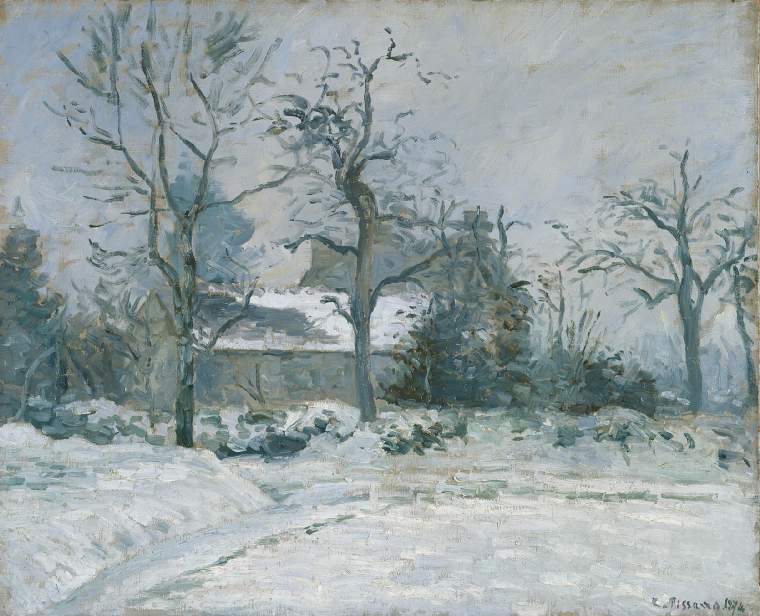 Reproduction du tableau « La Maison de la Piette, Montfoucault, effet de neige - Camille Pissarro » par Alpha Reproduction en peinture à l’huile