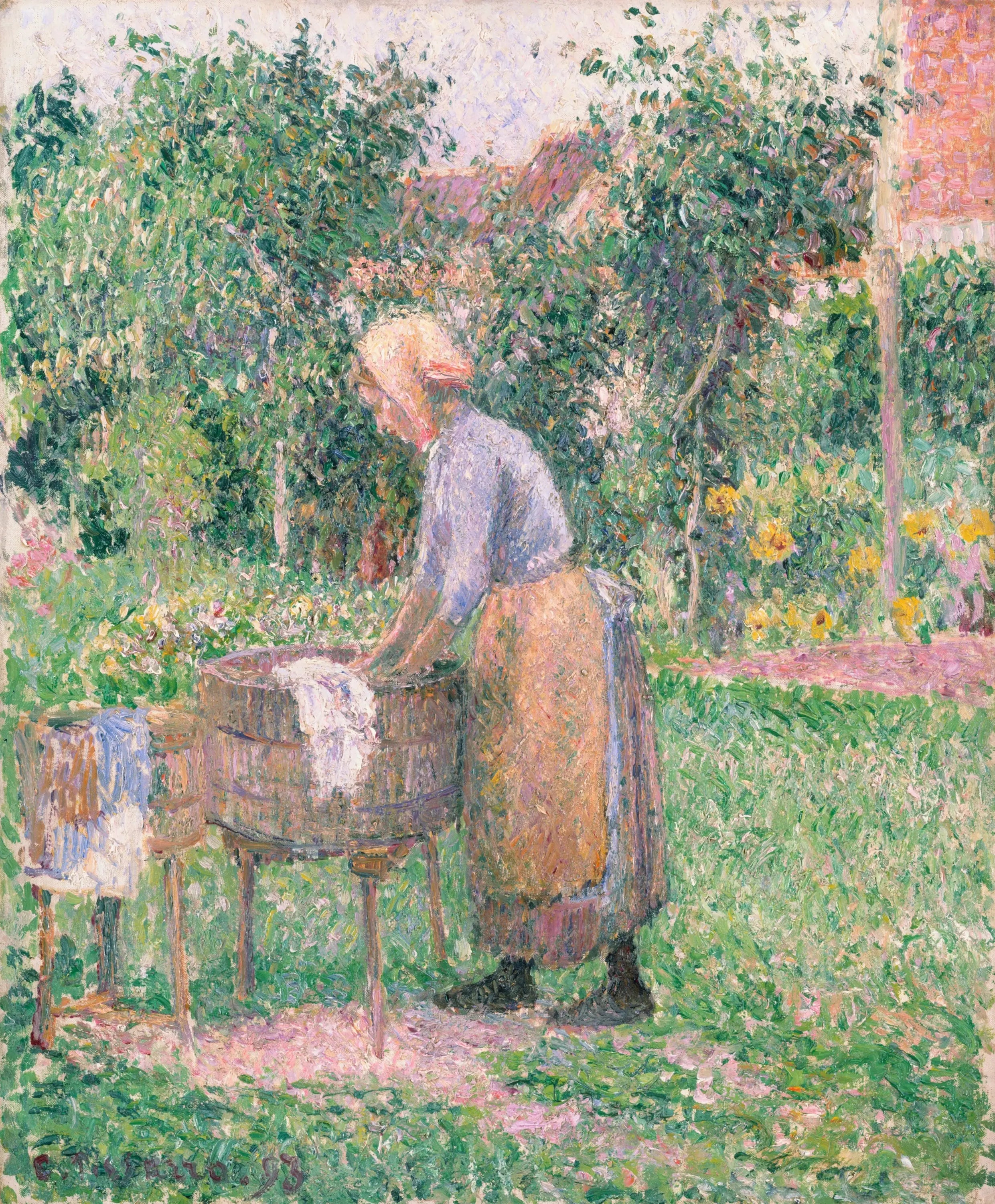 Reproduction du tableau « Une lavandière à Éragny - Camille Pissarro » par Alpha Reproduction en peinture à l’huile