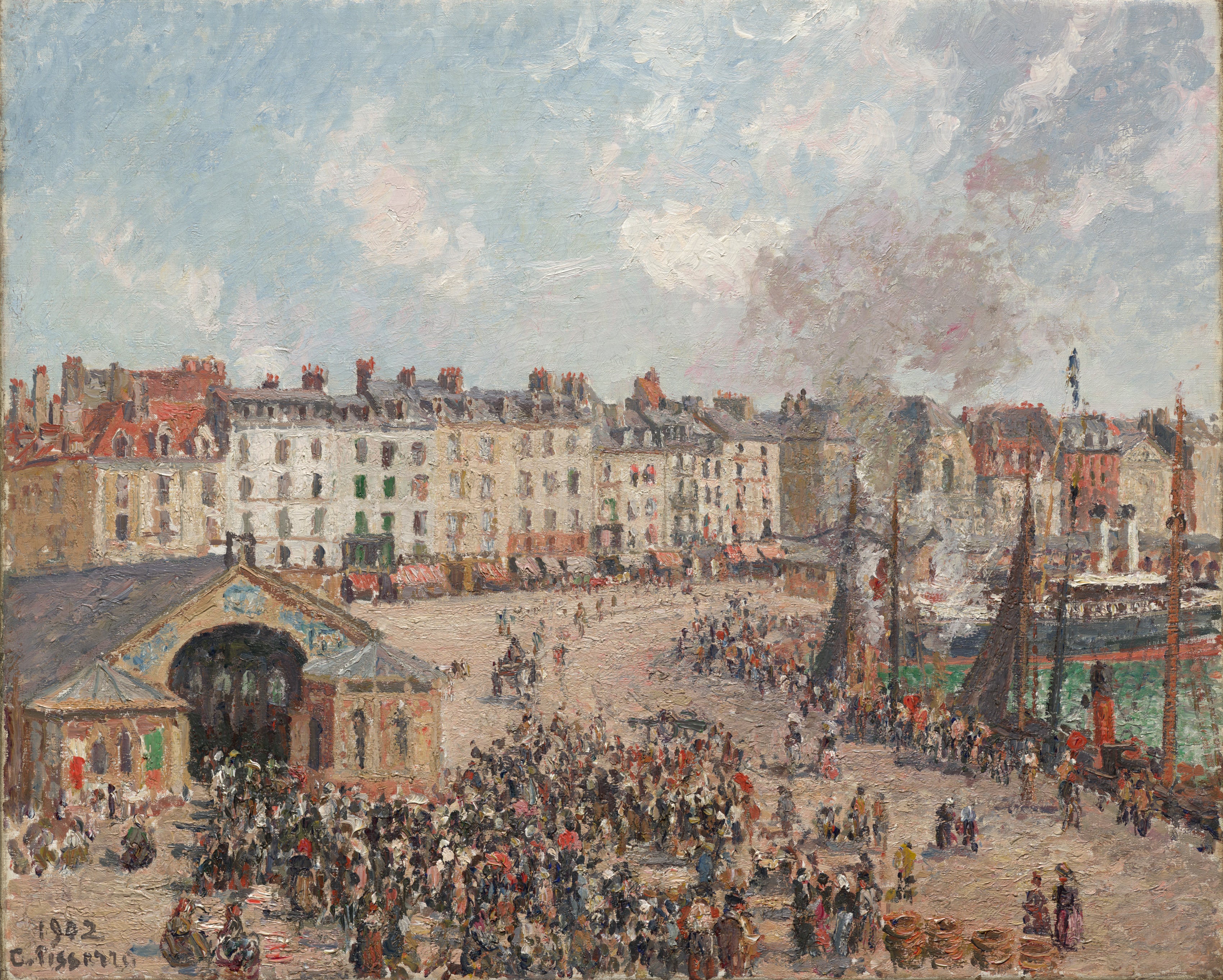 Reproduction du tableau « La Poissonnerie à Dieppe - Camille Pissarro » par Alpha Reproduction en peinture à l’huile