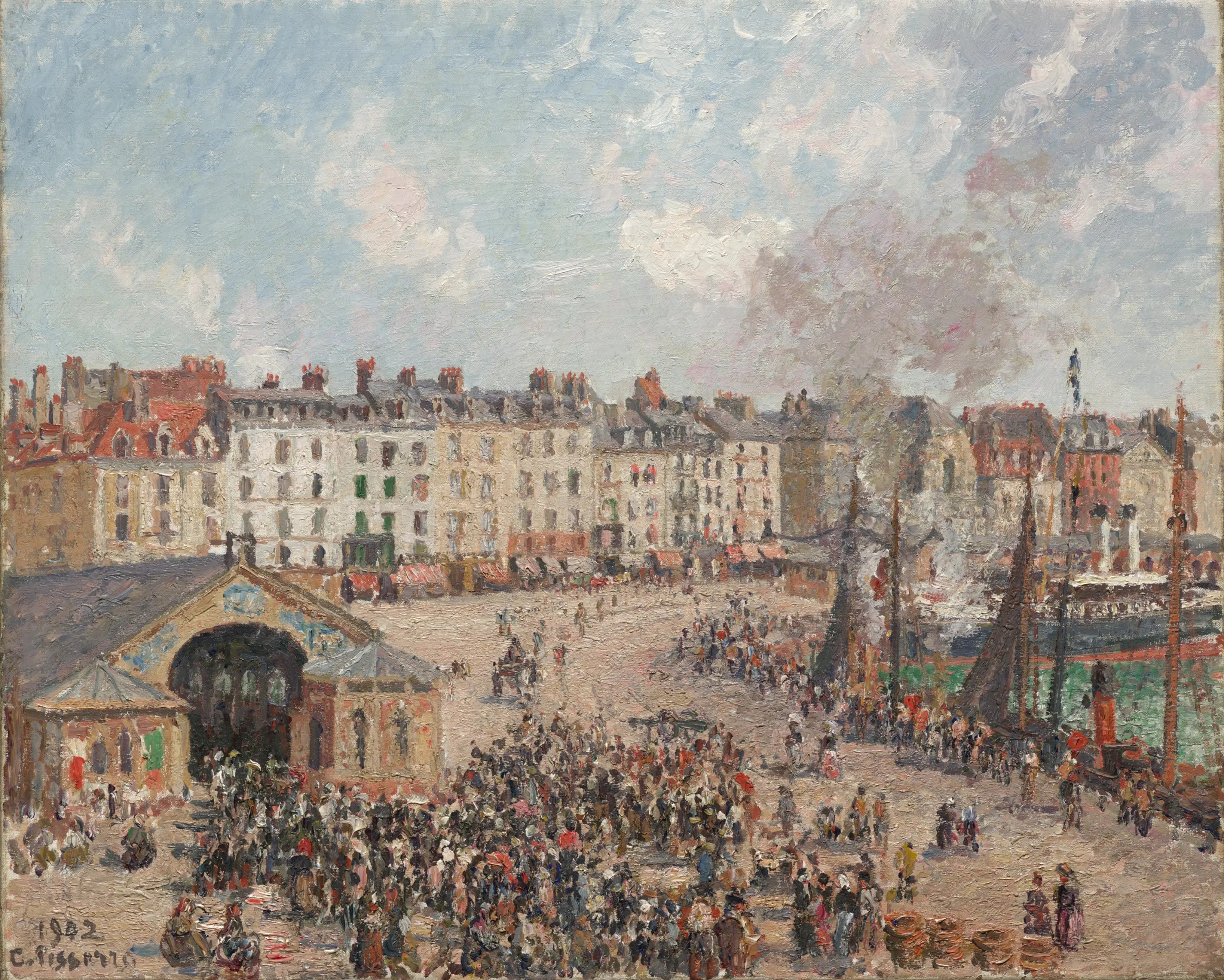 Reproduction du tableau « La Poissonnerie à Dieppe - Camille Pissarro » par Alpha Reproduction en peinture à l’huile