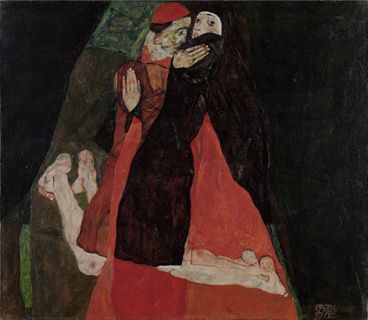 🔴 Le Cardinal et la Nonne (Le Caresse) – Egon Schiele (1912)