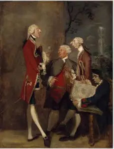 Caricature de Thomas Brudenell, baron Bruce, de l'honorable John Ward, de Joseph Leeson, futur 2e comte de Milltown, et de Joseph Henry de Shafford. - Joshua Reynolds