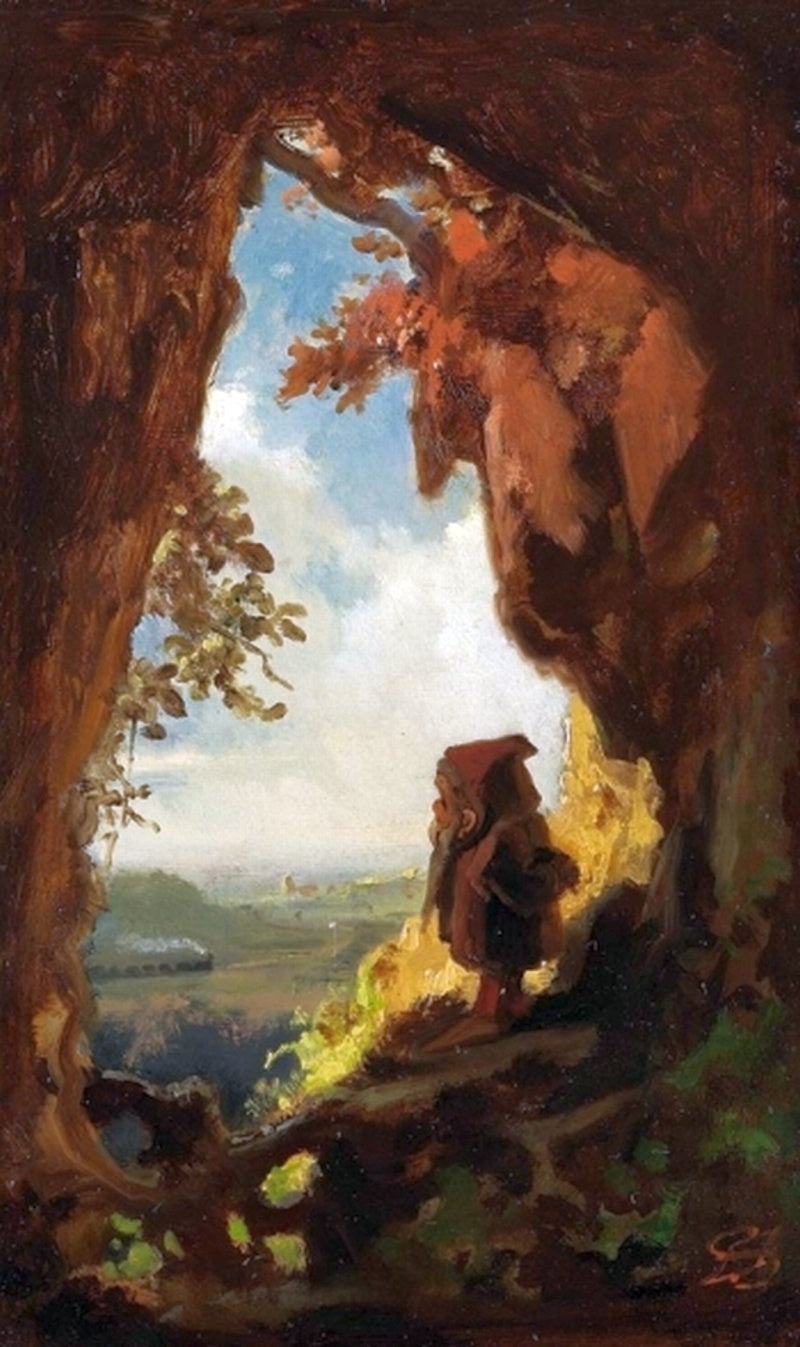 Gnome regardant un train - Carl Spitzweg
