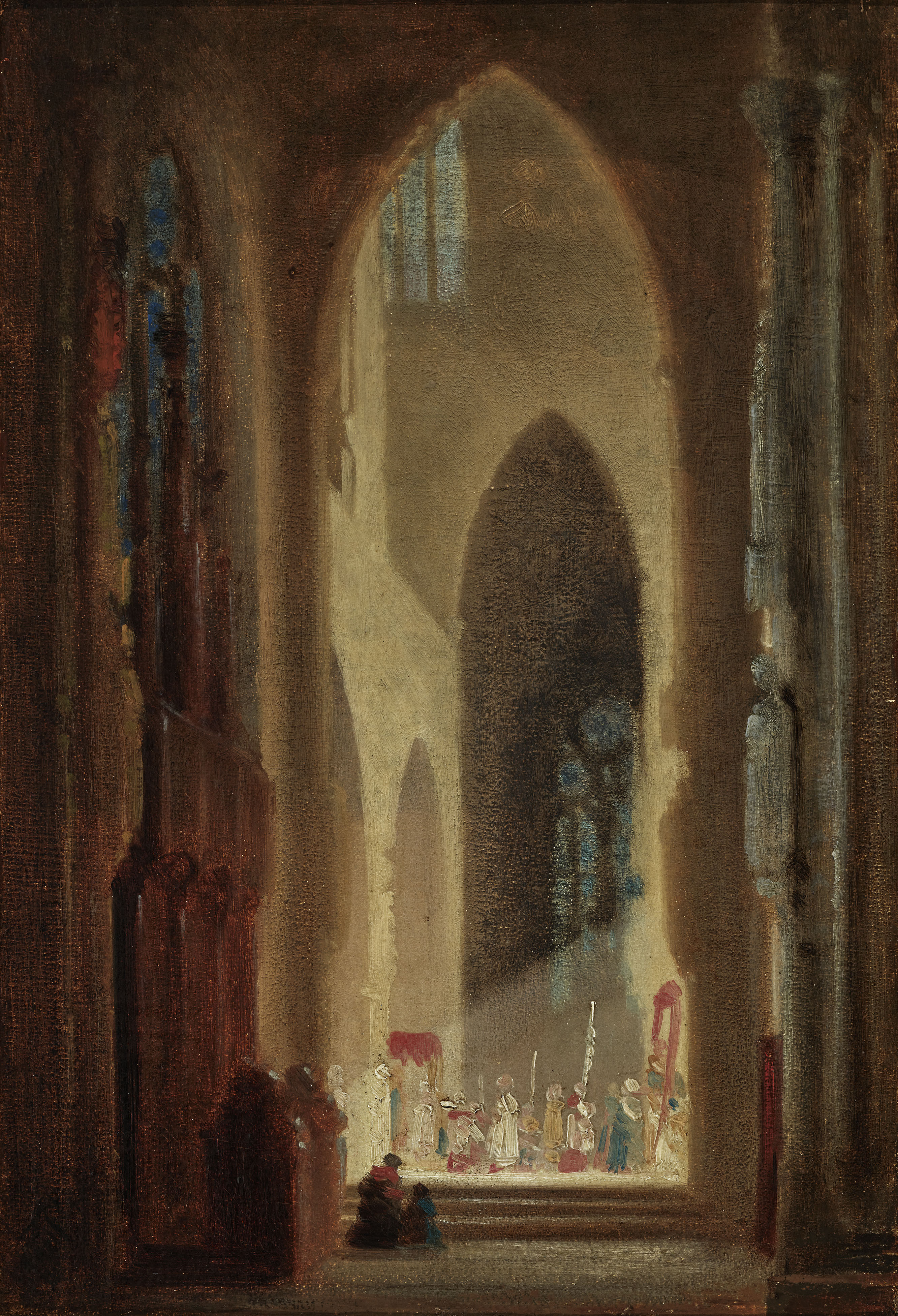 Intérieur de l'église avec procession - Carl Spitzweg