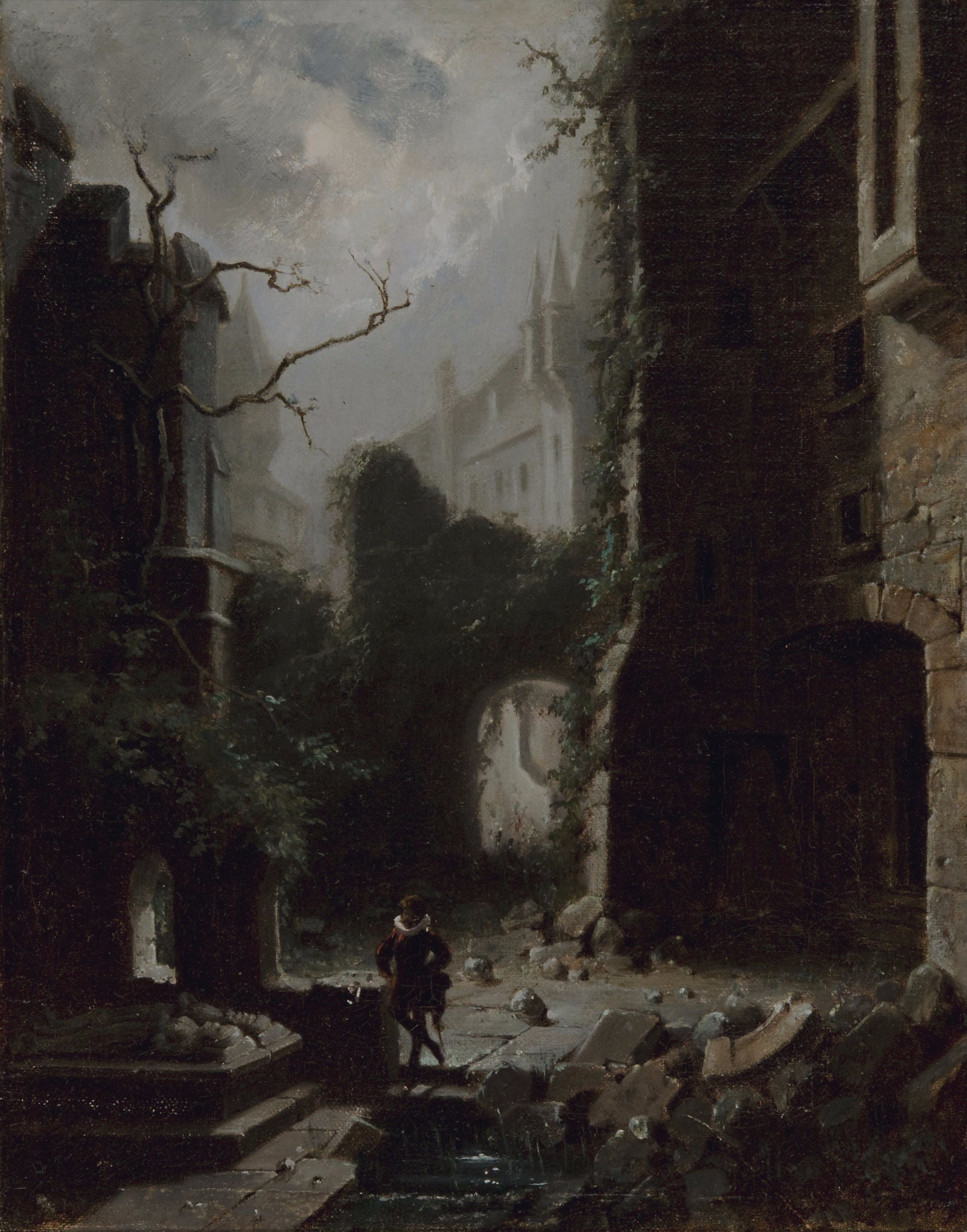 Scène au clair de lune avec ruines d'un château - Carl Spitzweg