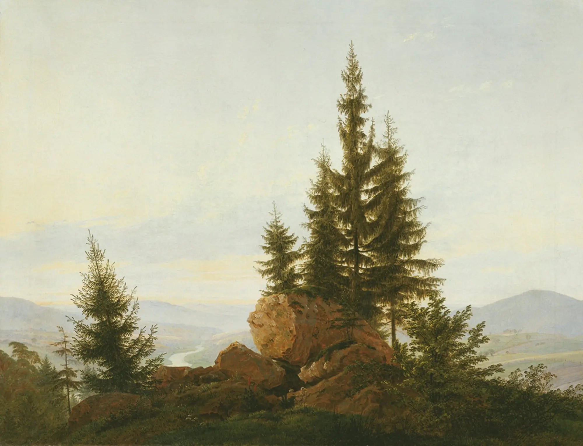 Reproduction du tableau « Vue de la vallée de l'Elbe - Caspar David Friedrich » par Alpha Reproduction en peinture à l’huile