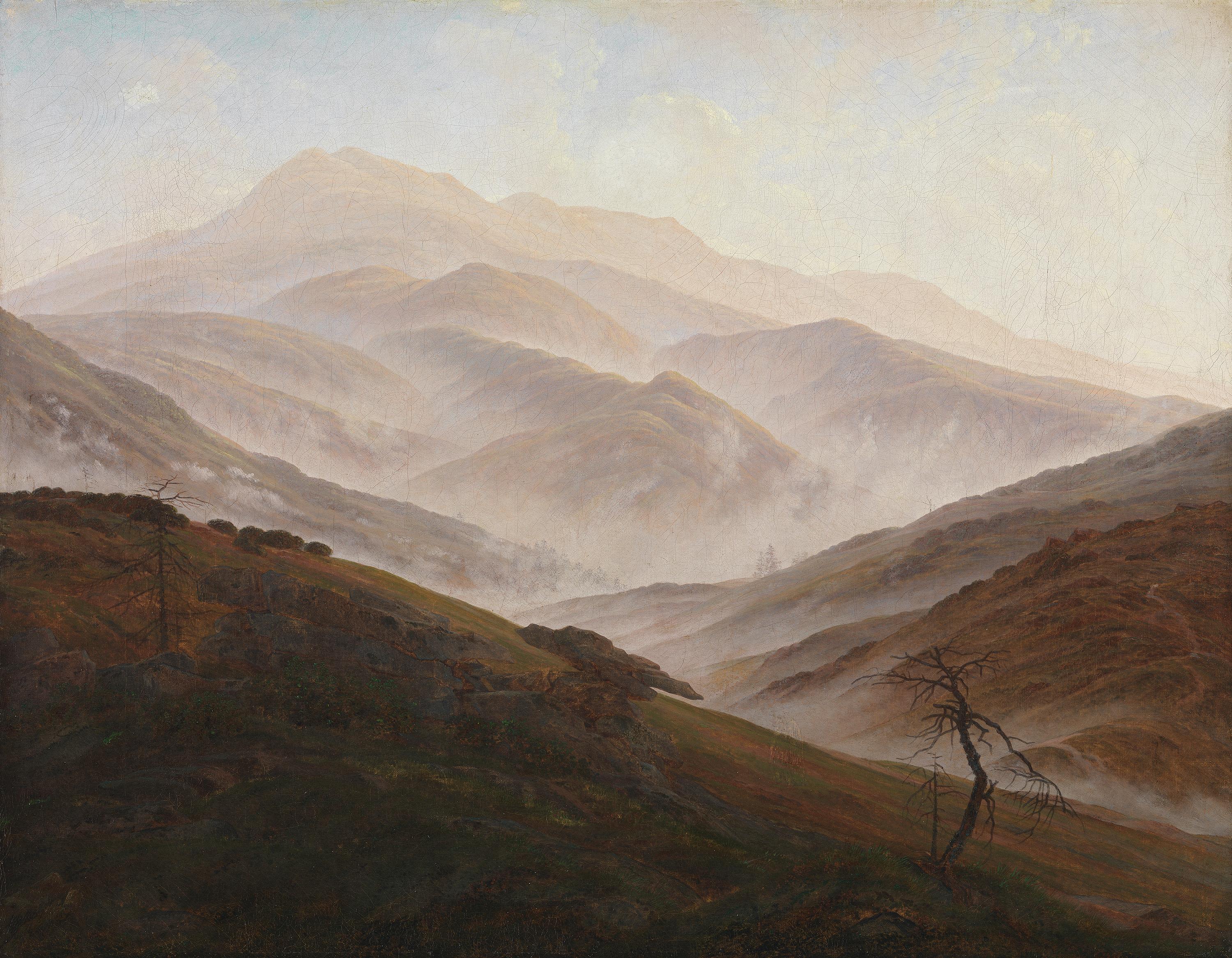 Reproduction du tableau « Paysage des Monts des Géants avec le brouillard montant - Caspar David Friedrich » par Alpha Reproduction en peinture à l’huile