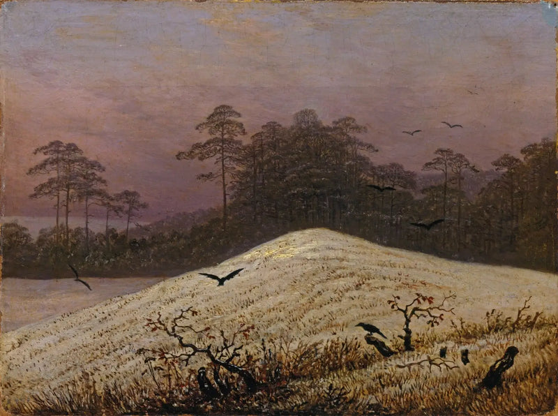 colline de neige avec des corbeaux - Caspar David Friedrich