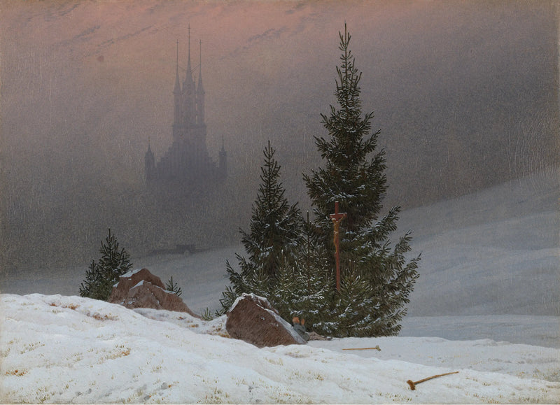 Paysage d'hiver avec église - Caspar David Friedrich