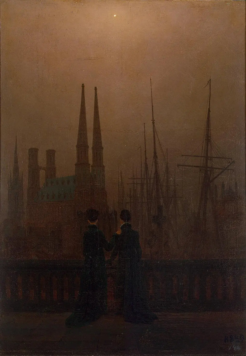 Nuit au port - Caspar David Friedrich