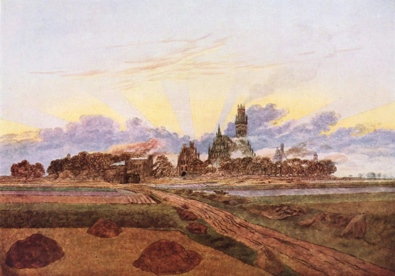 Neubrandenburg en flammes - Caspar David Friedrich