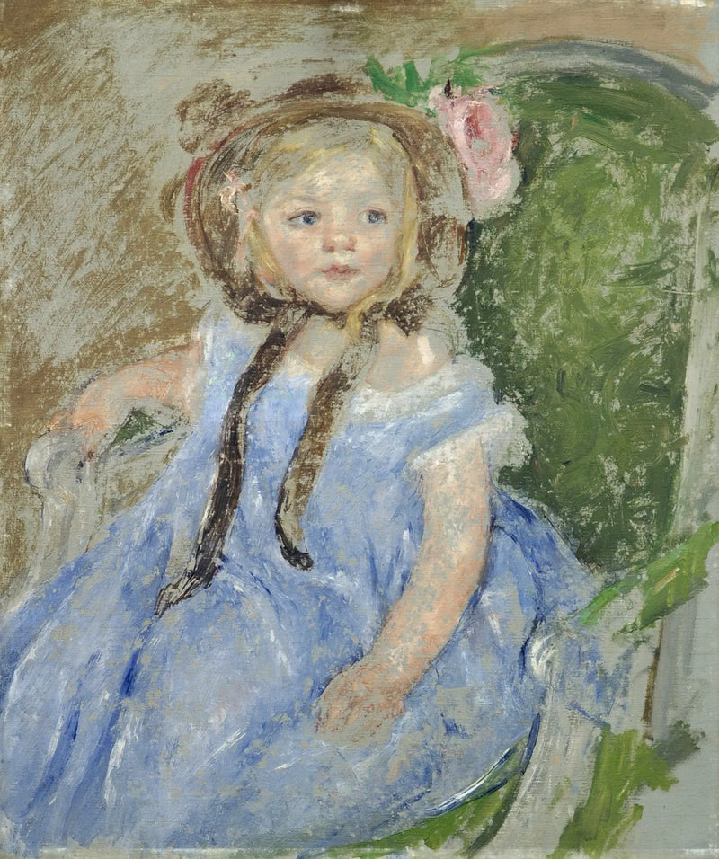 Sara avec un bonnet sombre avec la main droite sur le bras d'une chaise - Mary Cassatt