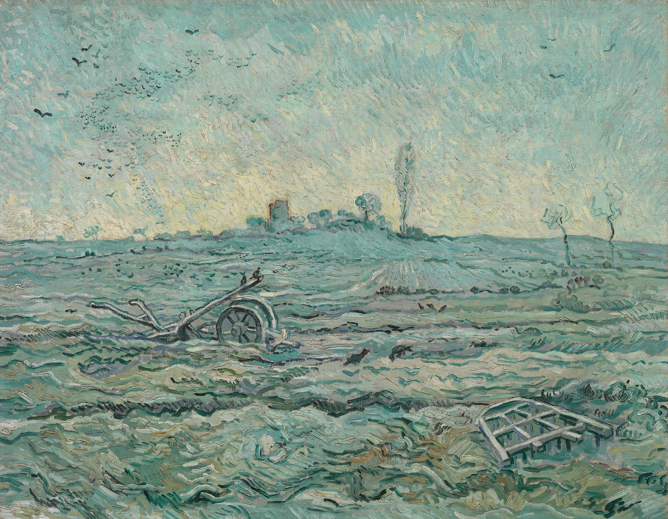 Champ enneigé avec herse - Vincent van Gogh
