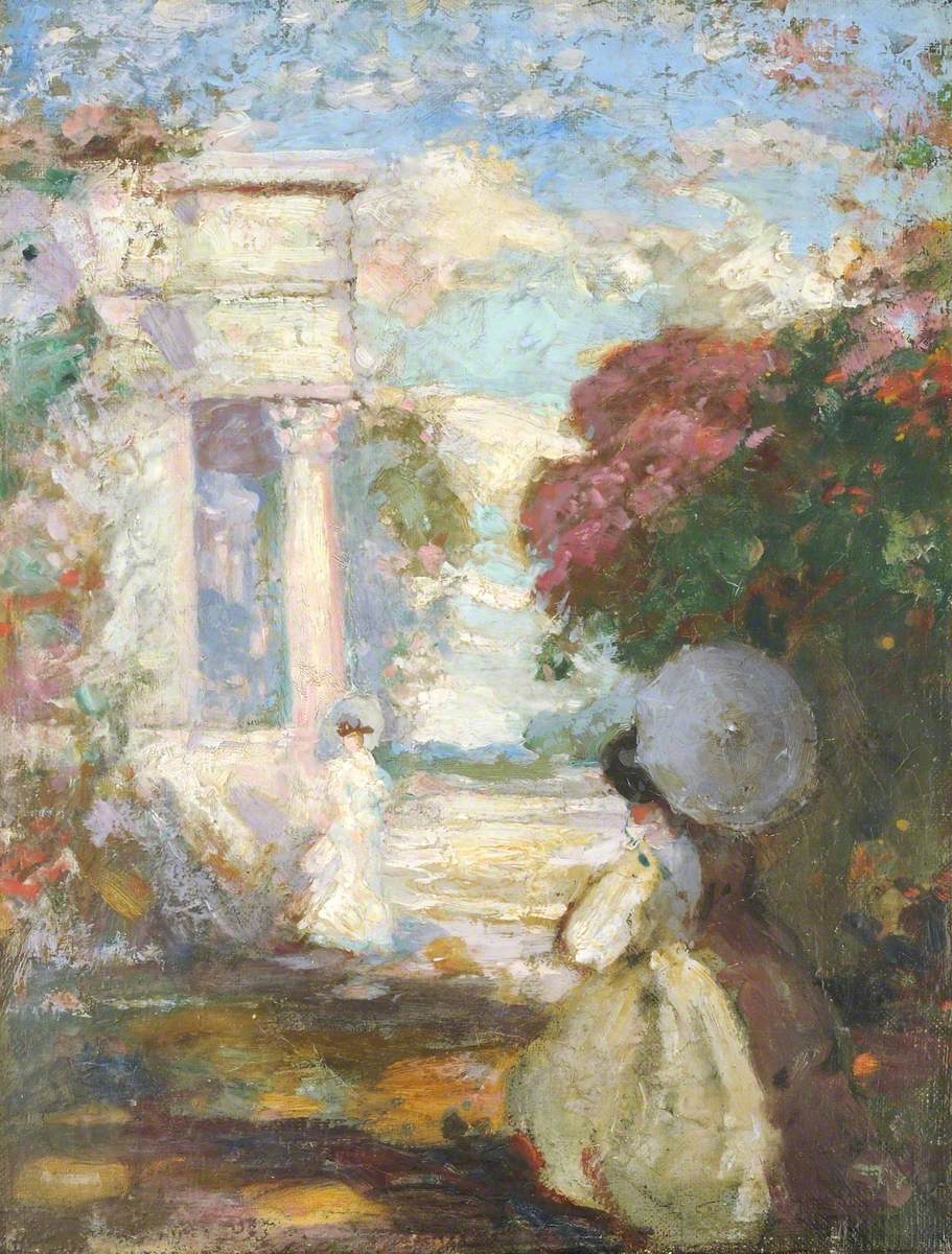 Paysage lyrique avec deux personnages en costumes du XIXe siècle - Charles Conder