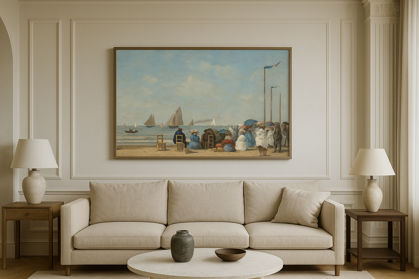 🏖️ Scène de plage à Trouville – Eugène Boudin (1863)