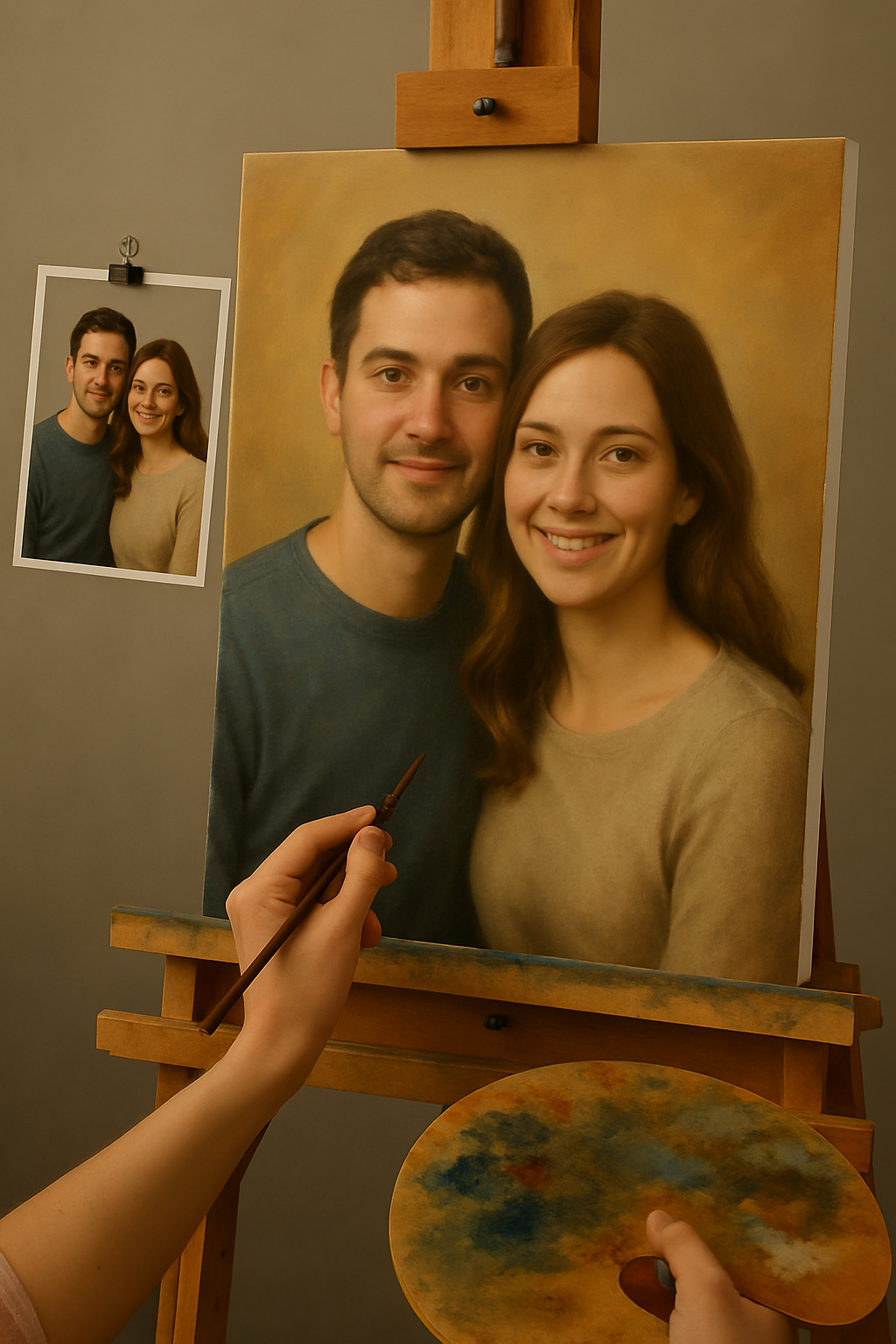 💑 Tableau de Couple Personnalisable – Peinture à l’Huile Unique et Émotionnelle
