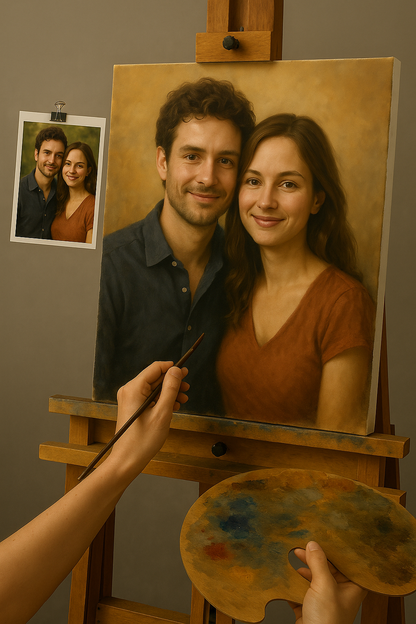 💑 Tableau de Couple Personnalisable – Peinture à l’Huile Unique et Émotionnelle