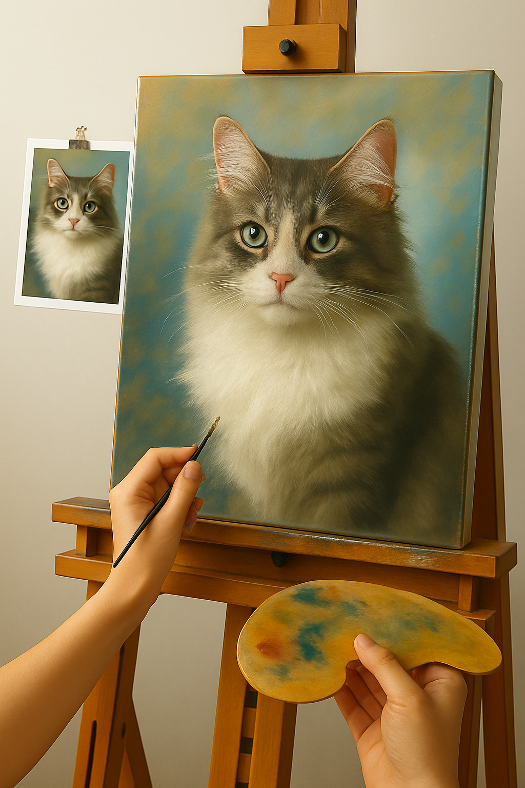 🎨 Tableau Chat Portrait Personnalisable – Peinture à l’Huile Unique