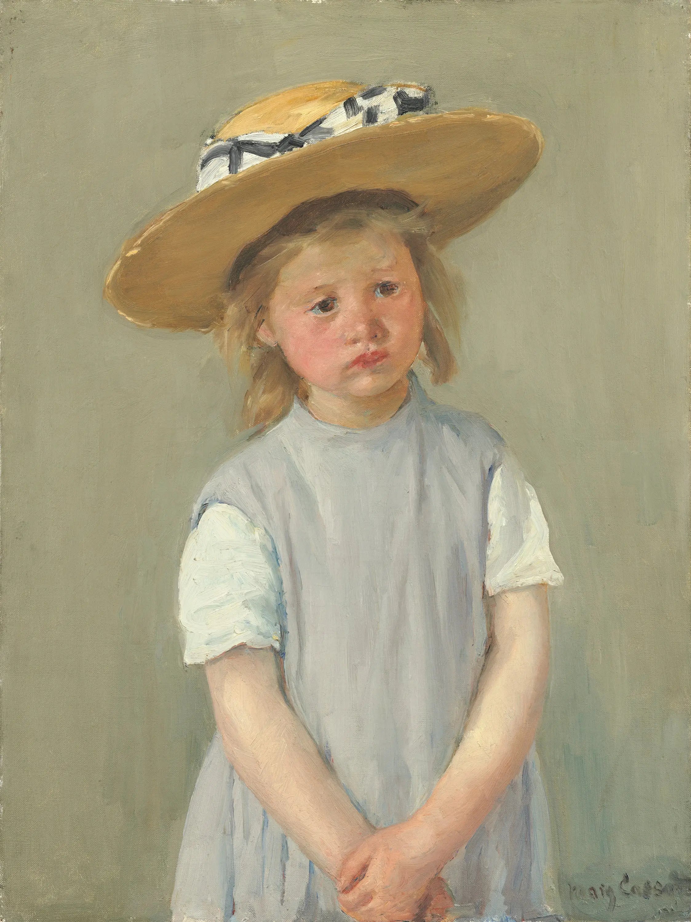 Reproduction du tableau « L'enfant au chapeau de paille - Mary Cassatt » par Alpha Reproduction en peinture à l’huile