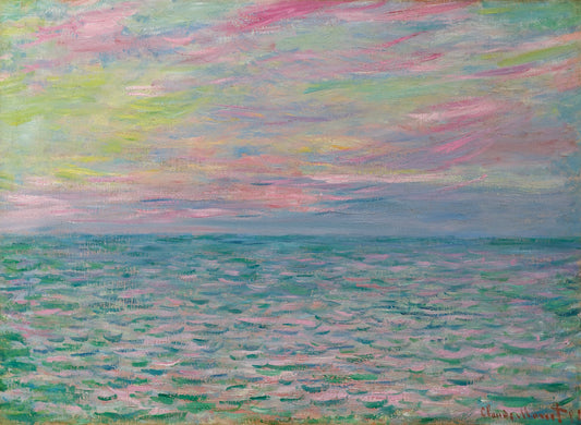 🌅 Coucher de soleil à Pourville, pleine mer – Claude Monet (1882)