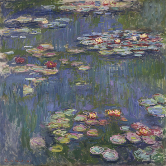 🌸 Nymphéas aux tons flamboyants – Claude Monet