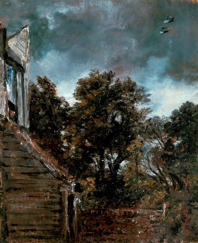 Vue dans un jardin, avec un hangar à gauche - John Constable