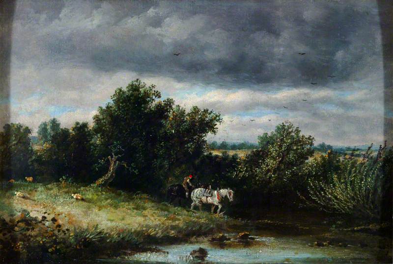 Paysage avec deux chevaux et un ruisseau - John Constable