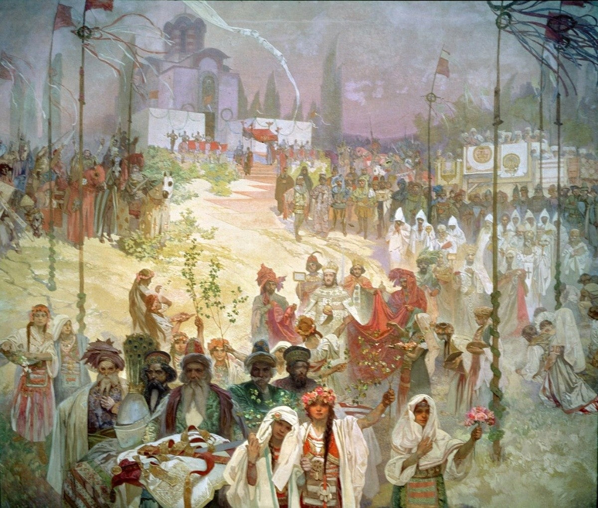 Couronnement du tsar serbe Stefan Dušan comme Empereur byzantin - Alphonse Mucha
