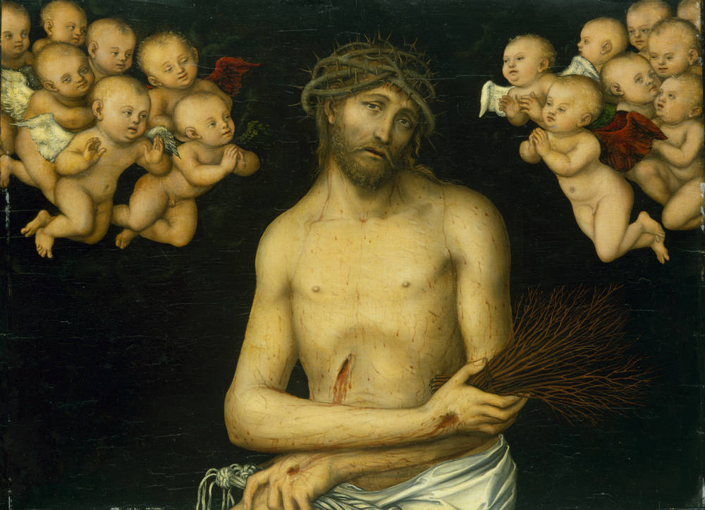 Le Christ en homme de douleur entouré d'anges - Lucas Cranach the Elder