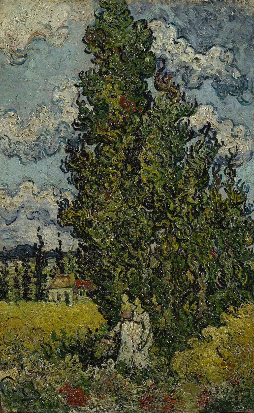 Cyprès et deux femmes - Vincent van Gogh