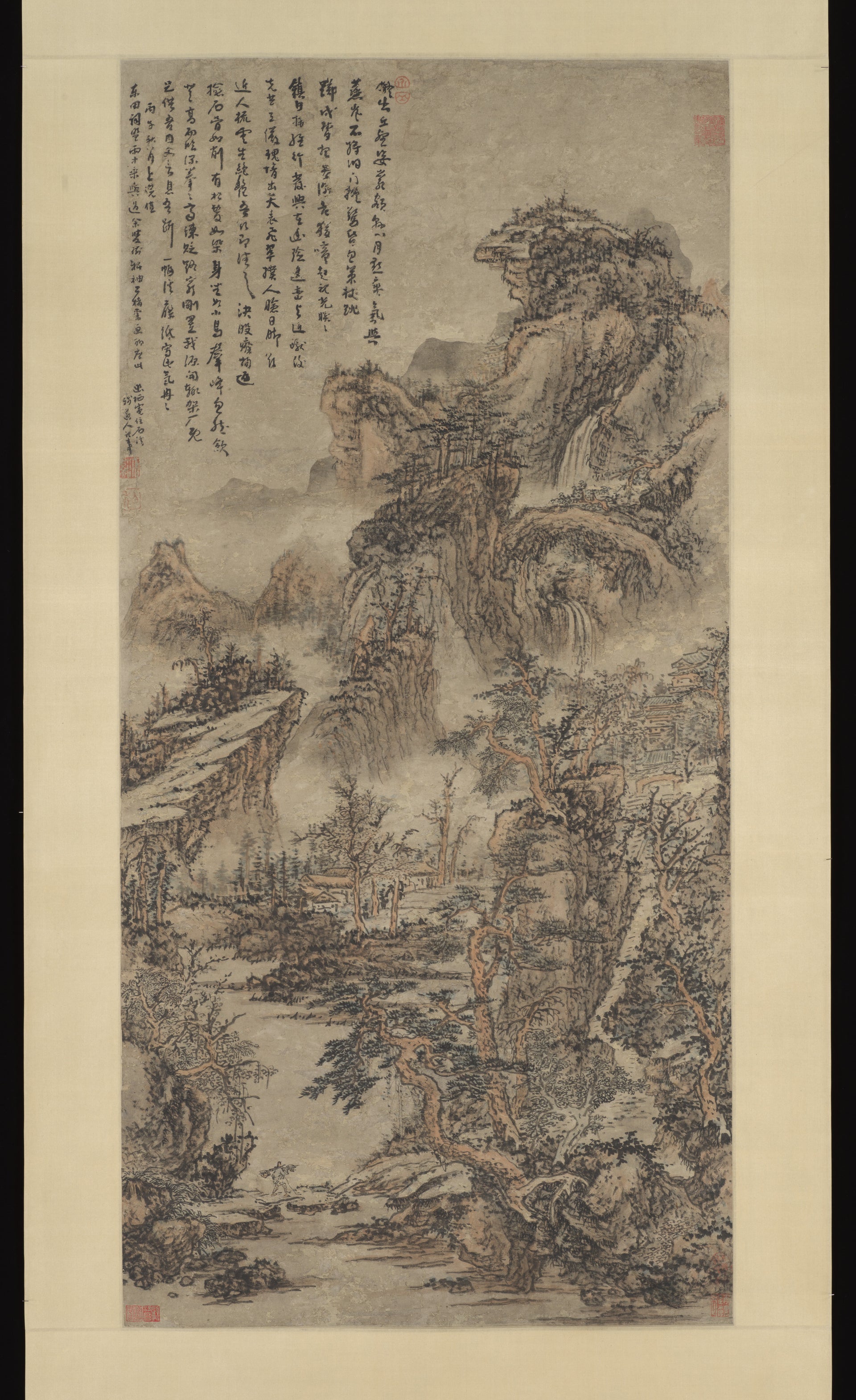 Wooded Mountains at Dusk, Kuncan, dated 1666 — peinture chinoise