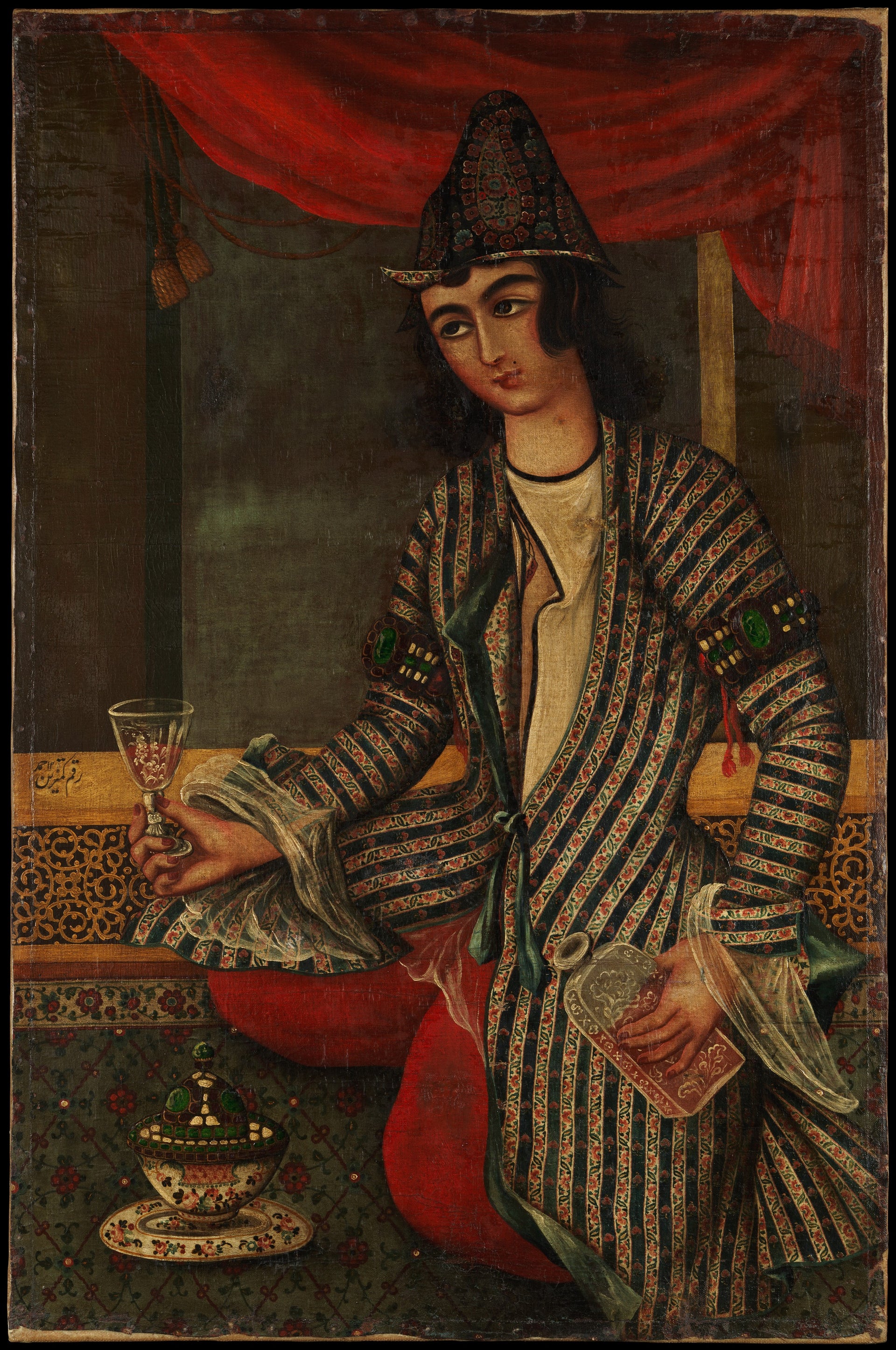Jeune homme tenant une coupe, Atelier persan anonyme, early 19th century